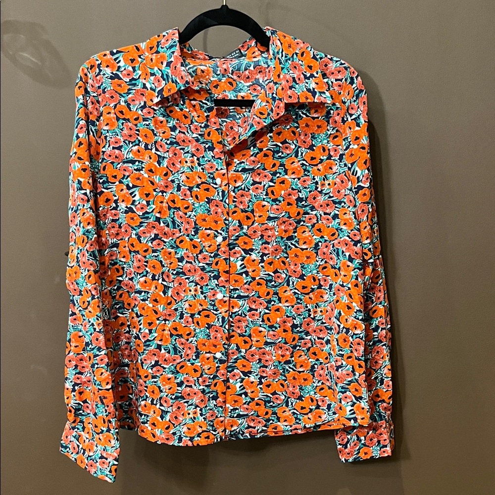 Floral Shirt with Pearl Buttons